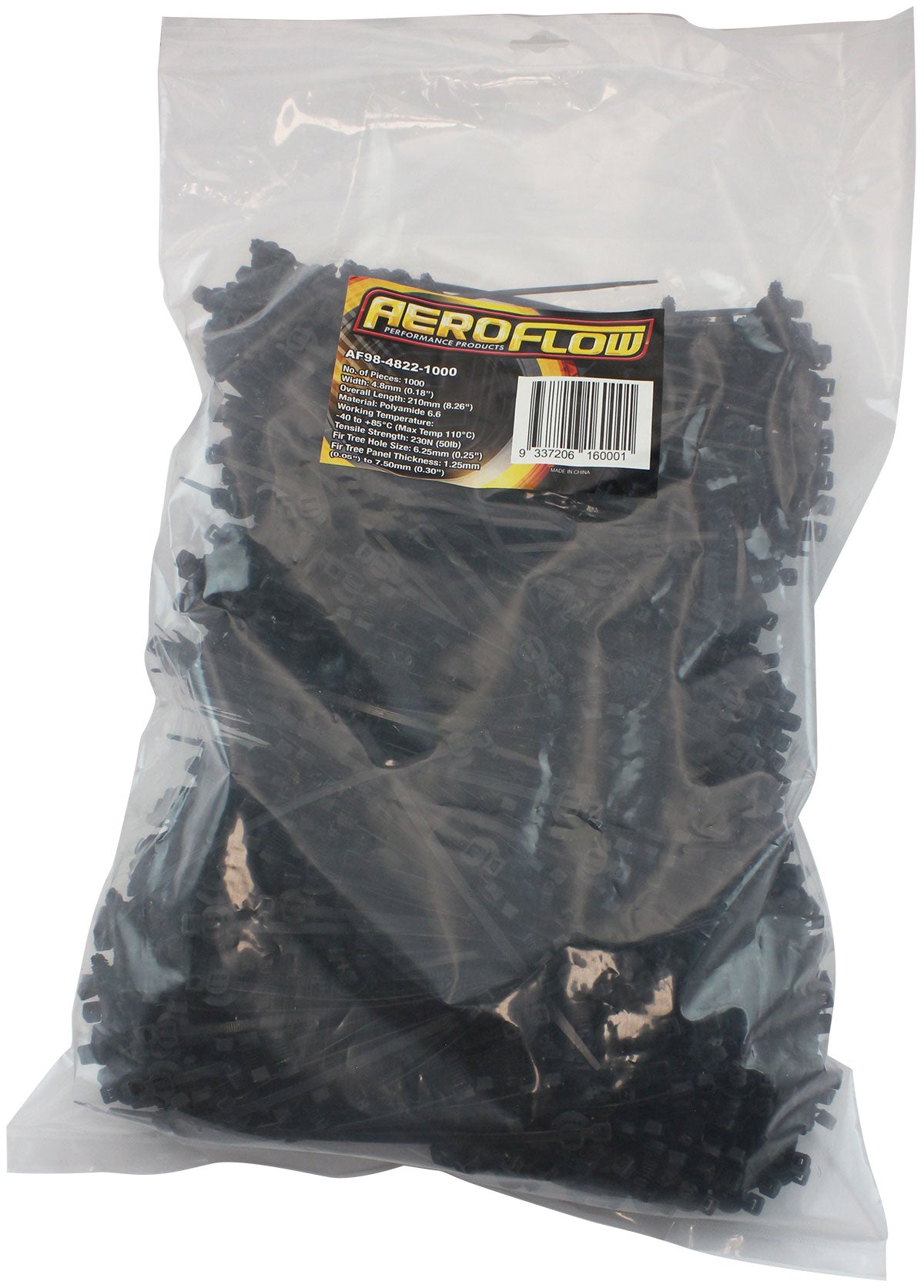 FIR TREE CABLE TIE 4.8x210mm 2PIECE 1000 PACK BLACK ZIP TIES