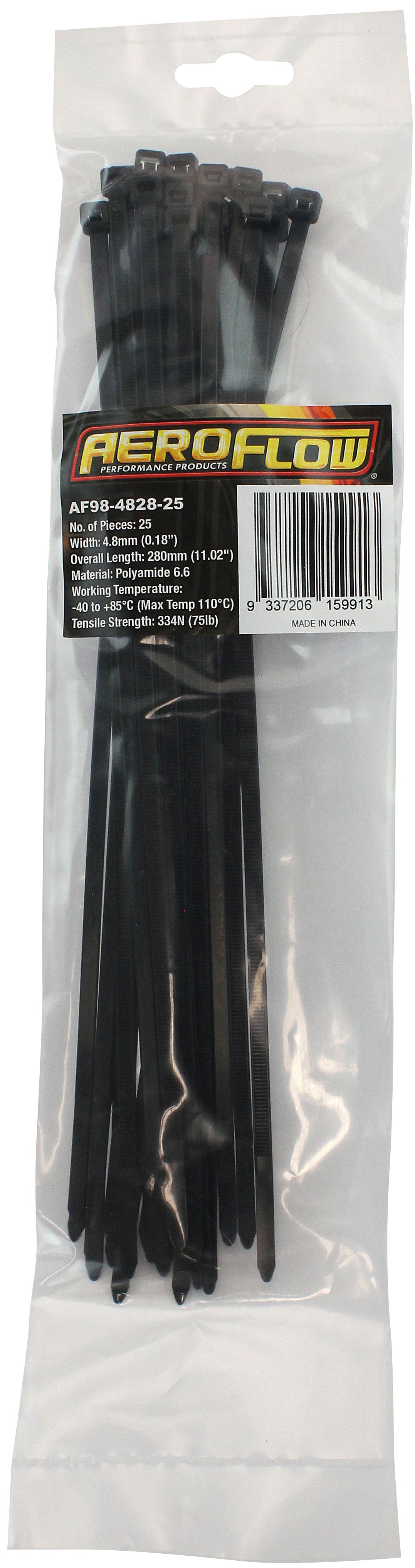 HEAVY DUTY CABLE TIE 4.8x280mm25 PACK BLACK ZIP TIES PA66
