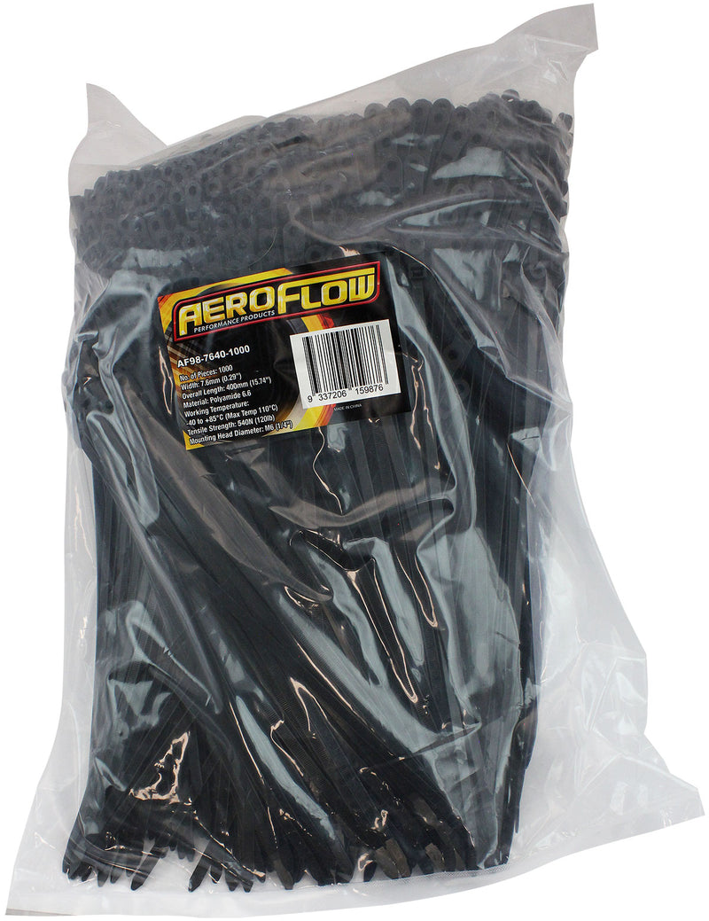 SCREW MOUNT CABLE TIES 7.6x400M6 1000 PACK BLAC ZIP TIE PA66