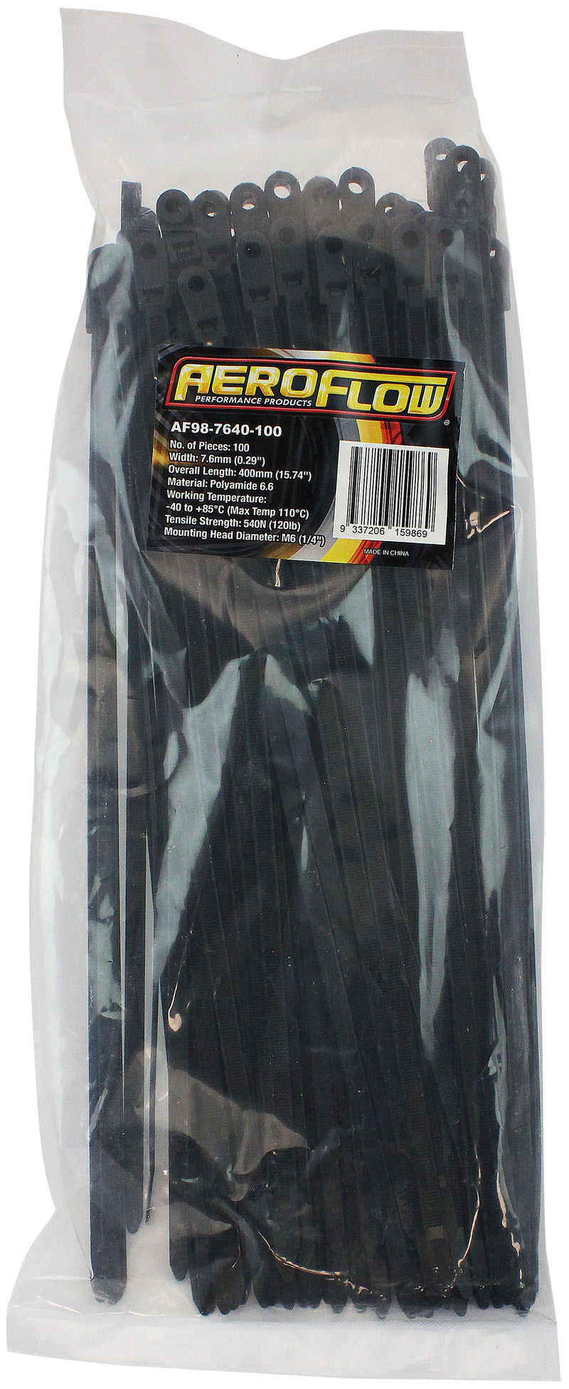 SCREW MOUNT CABLE TIES 7.6x400M6 100 PACK BLACK ZIP TIE PA66