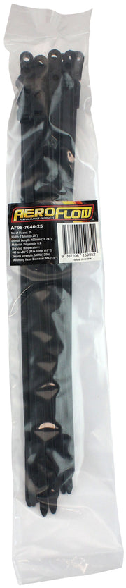 SCREW MOUNT CABLE TIES 7.6x400M6 25 PACK BLACK ZIP TIE PA66