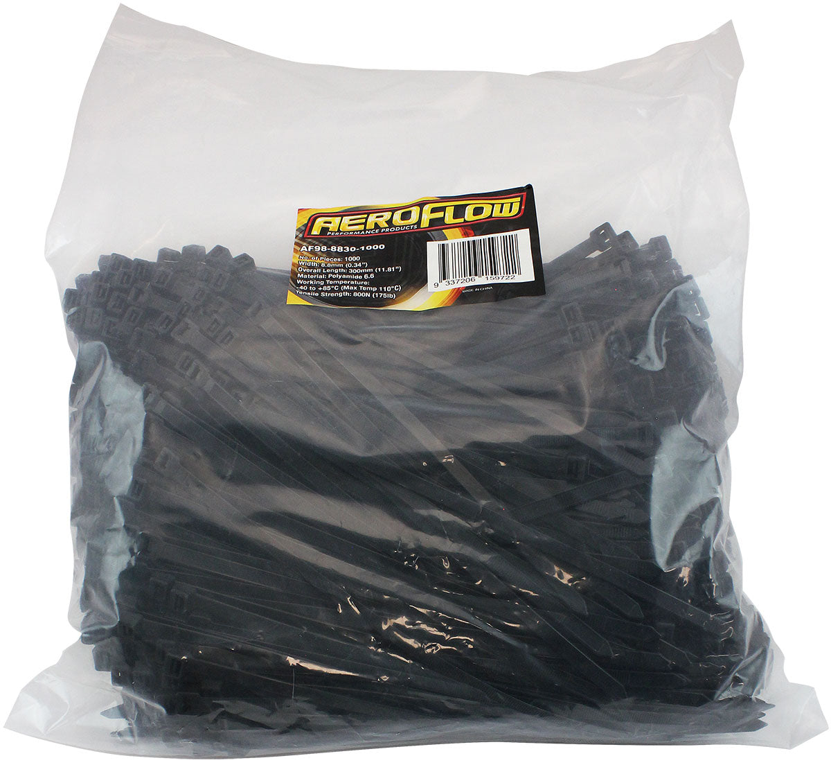CABLE TIES 8.8mm x 300mm      1000 PACK BLACK ZIP TIE PA66