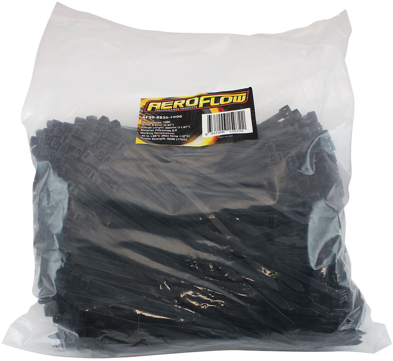 CABLE TIES 8.8mm x 300mm      1000 PACK BLACK ZIP TIE PA66