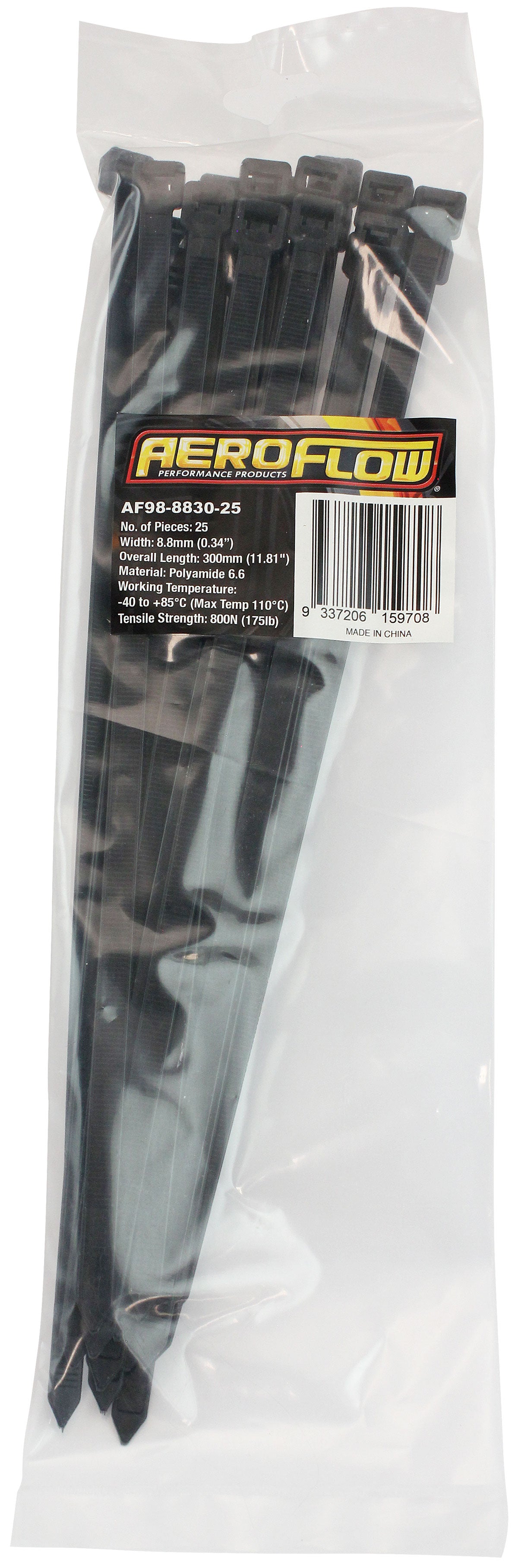 CABLE TIES 8.8mm x 300mm      25 PACK BLACK ZIP TIE PA66