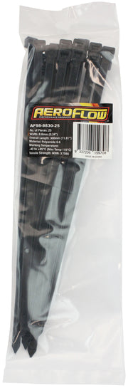 CABLE TIES 8.8mm x 300mm      25 PACK BLACK ZIP TIE PA66
