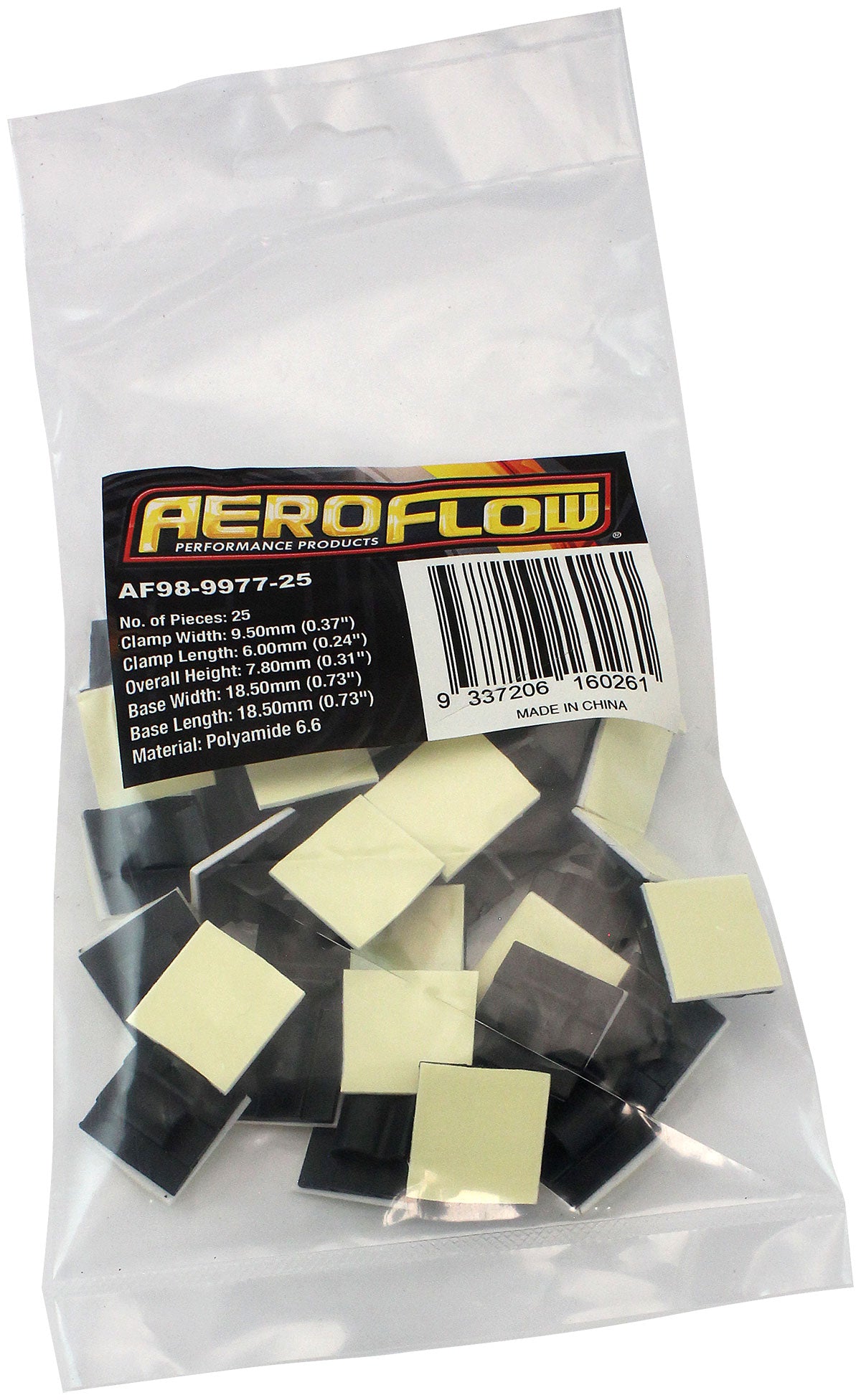 CABLE TIE MOUNT CLAMPS 5mm MAXBUNDLE PA66 3M ADHESIVE 25 PAC