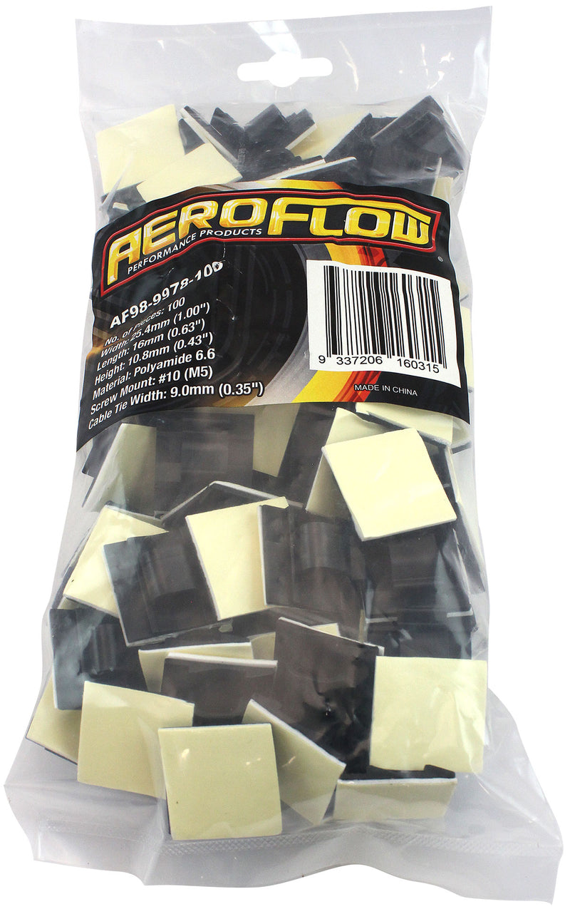 CABLE TIE MOUNT CLAMPS 8mm MAXBUNDLE PA66 3M ADHESIVE 100PAC