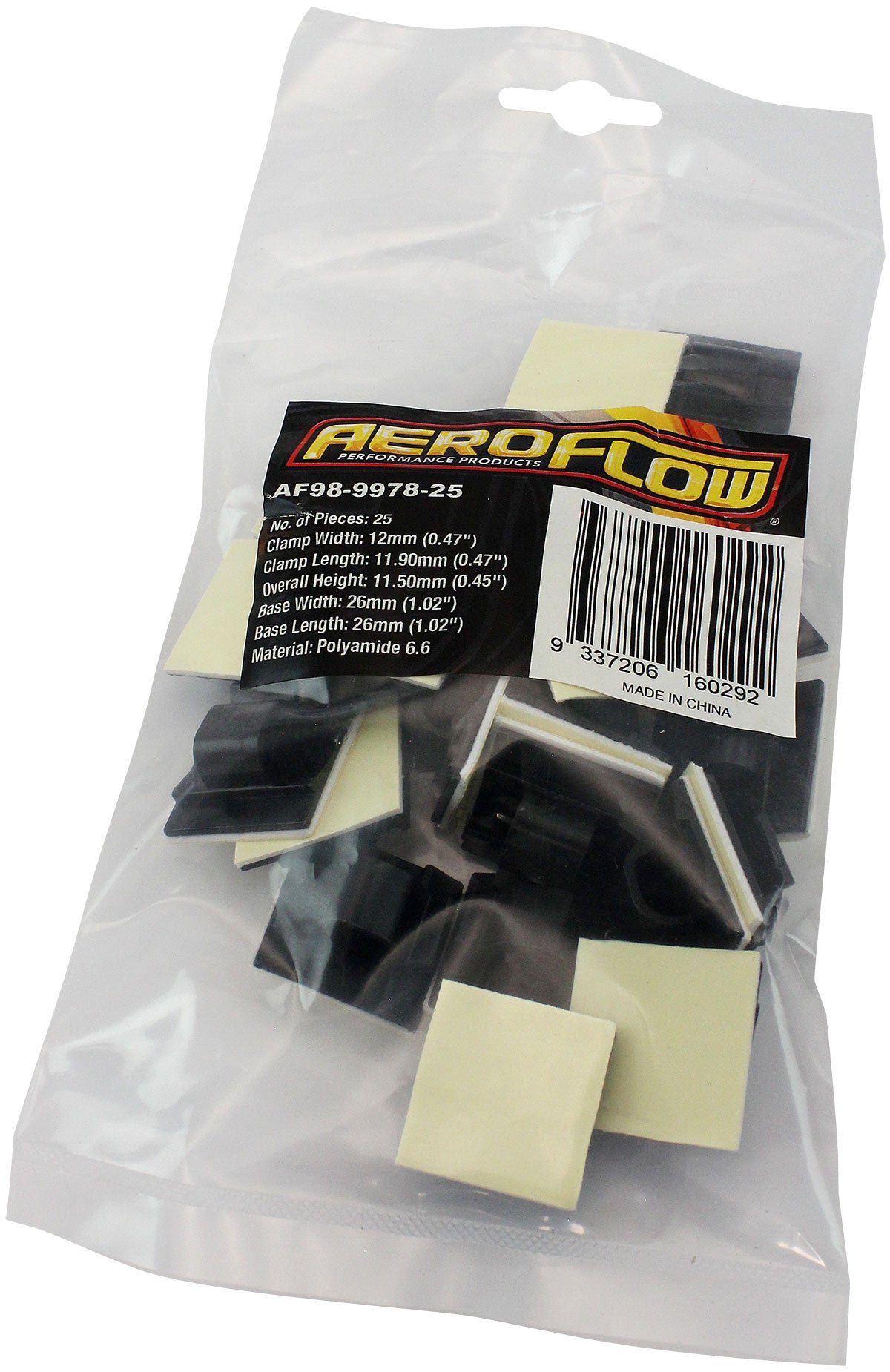 CABLE TIE MOUNT CLAMPS 8mm MAXBUNDLE PA66 3M ADHESIVE 25 PAC