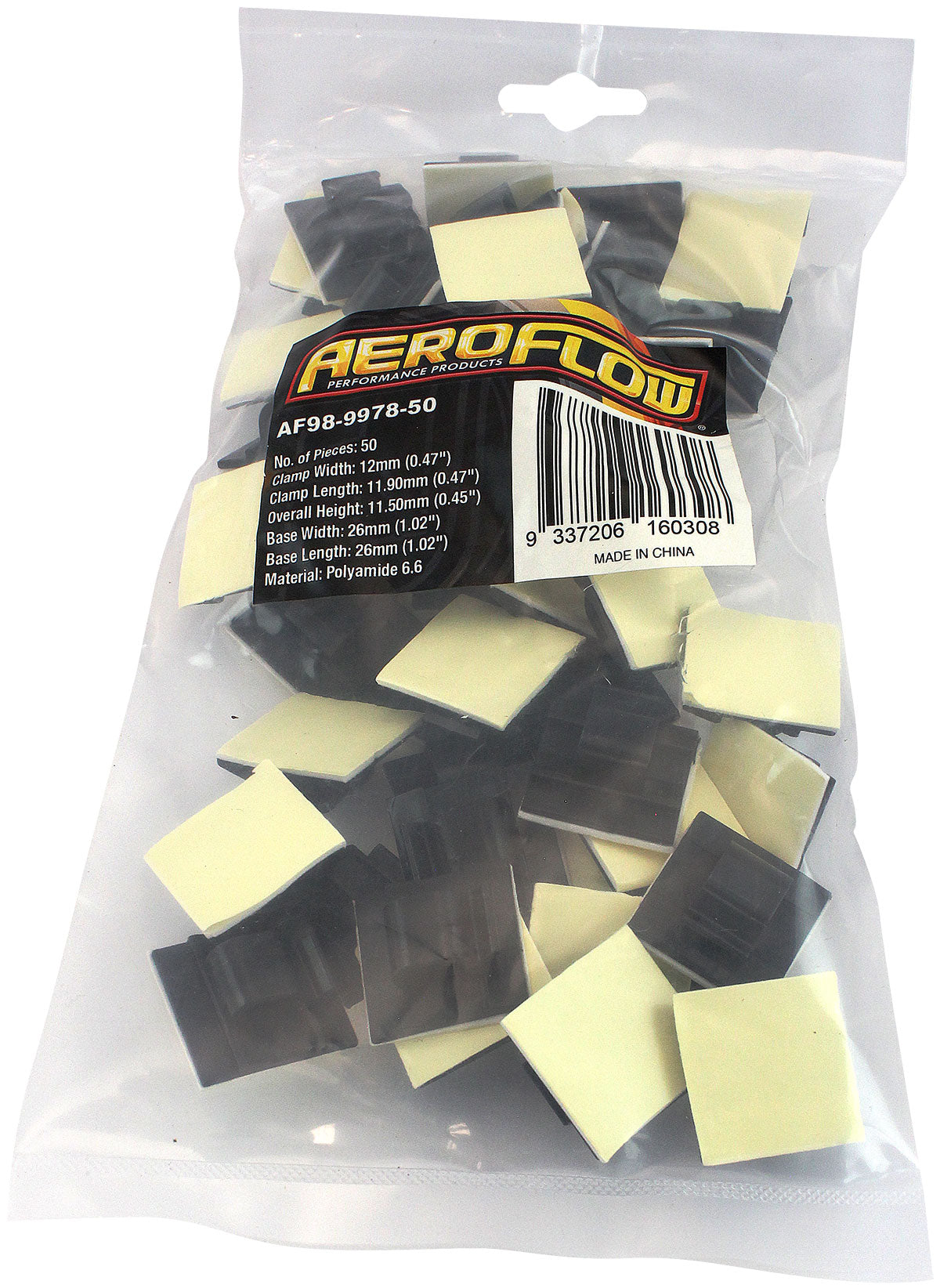 CABLE TIE MOUNT CLAMPS 8mm MAXBUNDLE PA66 3M ADHESIVE 50 PAC