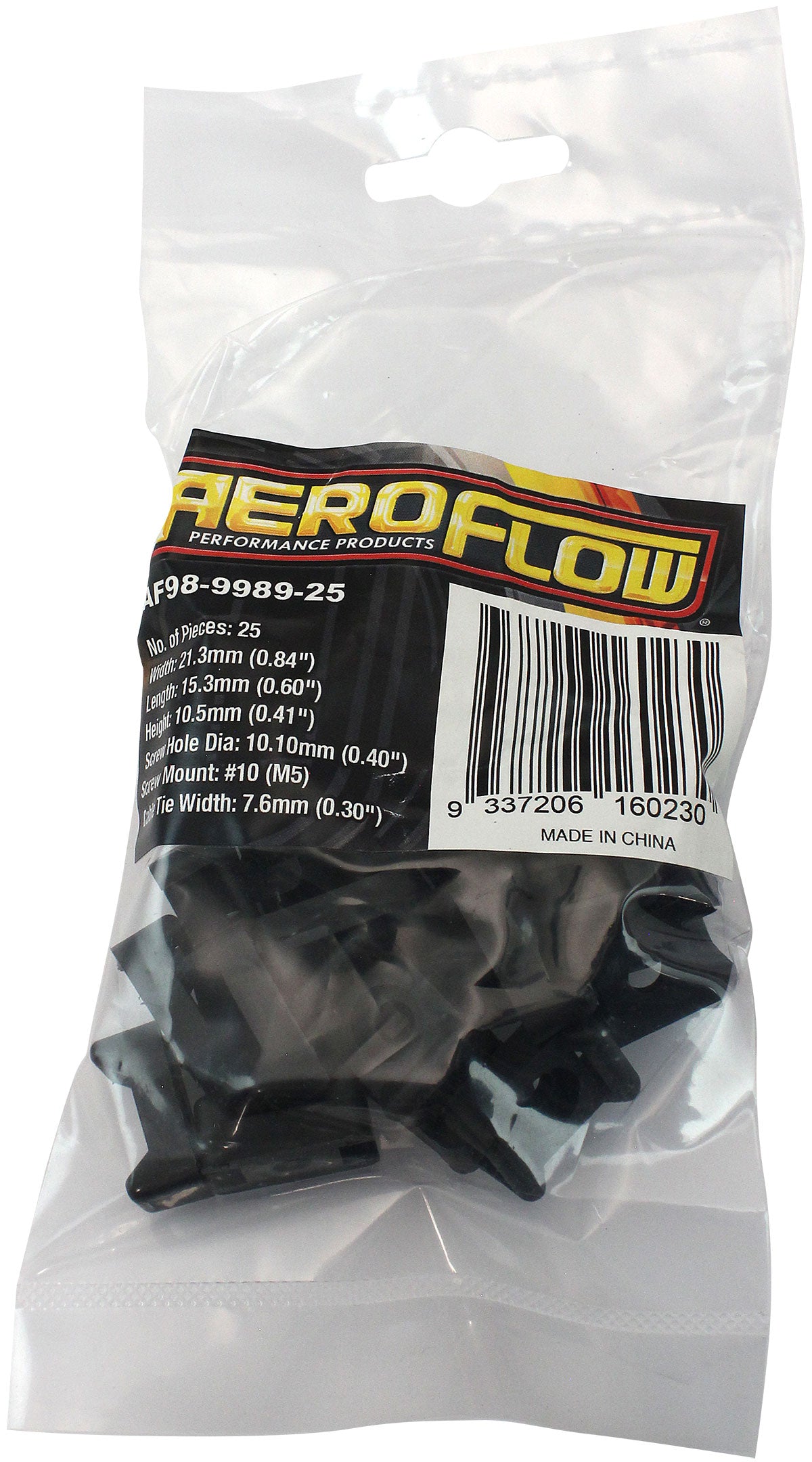 CABLE TIE SCREW MOUNTS 21mm x 10.1mm M5 HOLE PA66 25 PACK