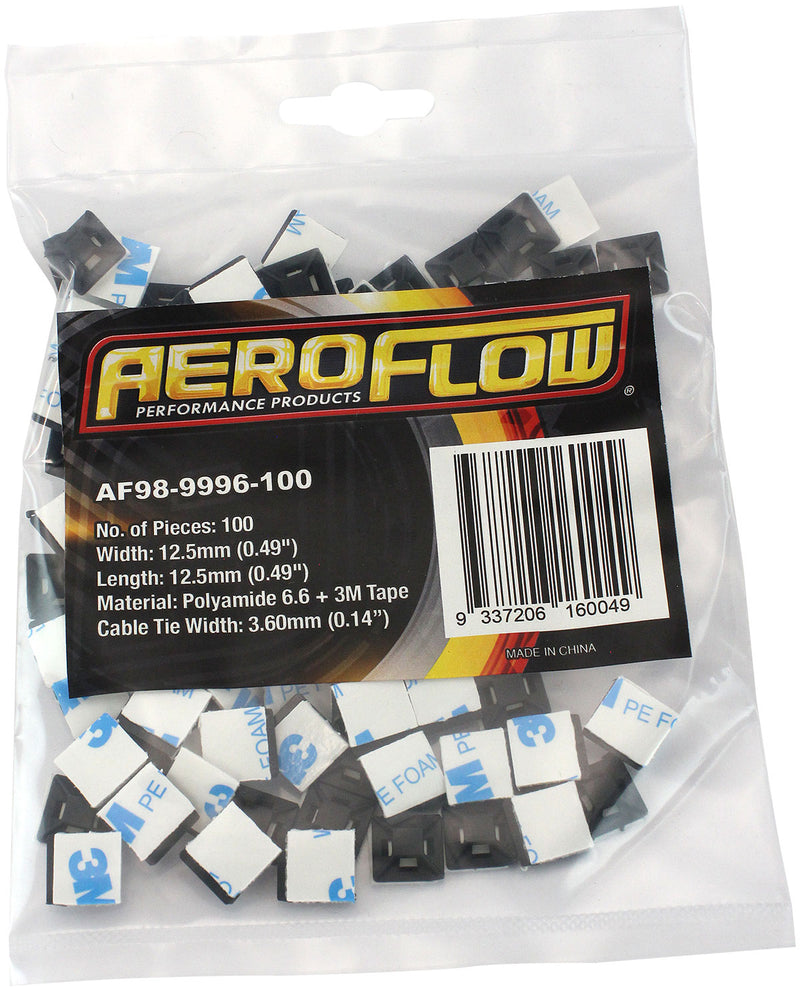 CABLE TIE MOUNTS 12.5 x 12.5mmNYLON 3M PAD MOUNT BLACK