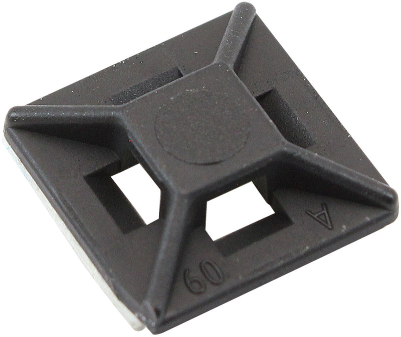 CABLE TIE MOUNTS 12.5 x 12.5mmNYLON 3M PAD MOUNT BLACK