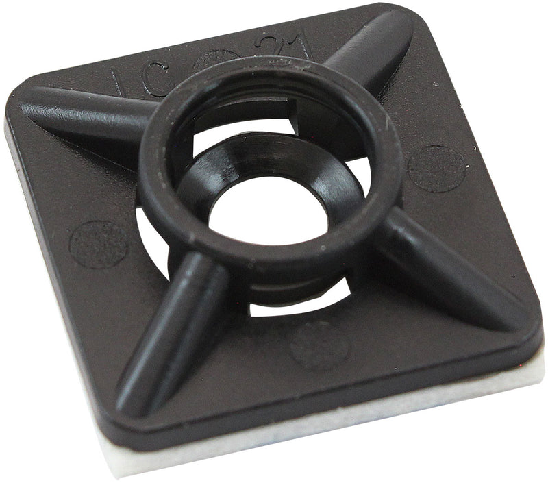 CABLE TIE MOUNTS 19mm x 19mm  NYLON 3M PAD MOUNT BLACK