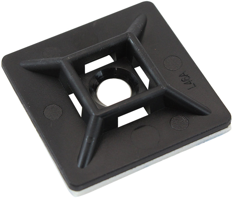 CABLE TIE MOUNTS 28mm x 28mm  NYLON 3M PAD MOUNT BLACK