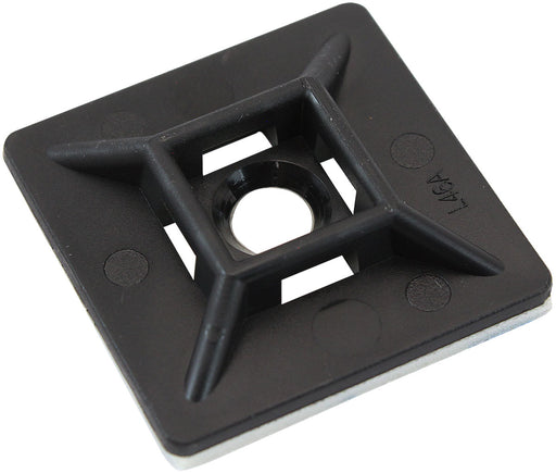 CABLE TIE MOUNTS 28mm x 28mm  NYLON 3M PAD MOUNT BLACK