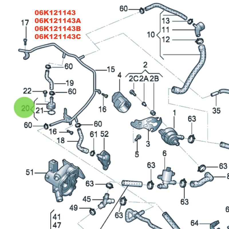 VW | Audi | Skoda Metal Coolant Flange 06K121143